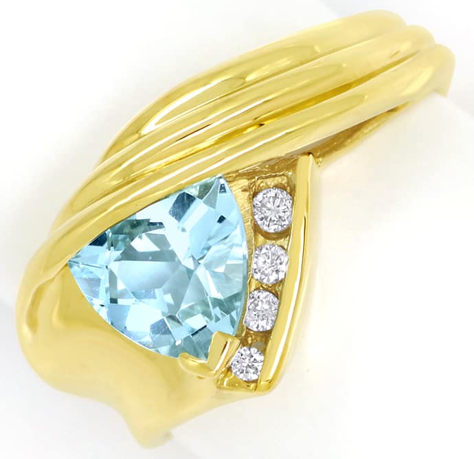 Foto 2 - Blauer Topas Trillion Schliff in Diamantenring 14K Gold, R8978