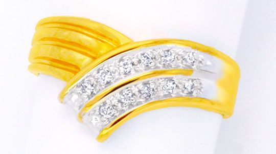 Foto 2 - Diamant-Ring 11 Brillanten Gelbgold Zweifarbig, S6070